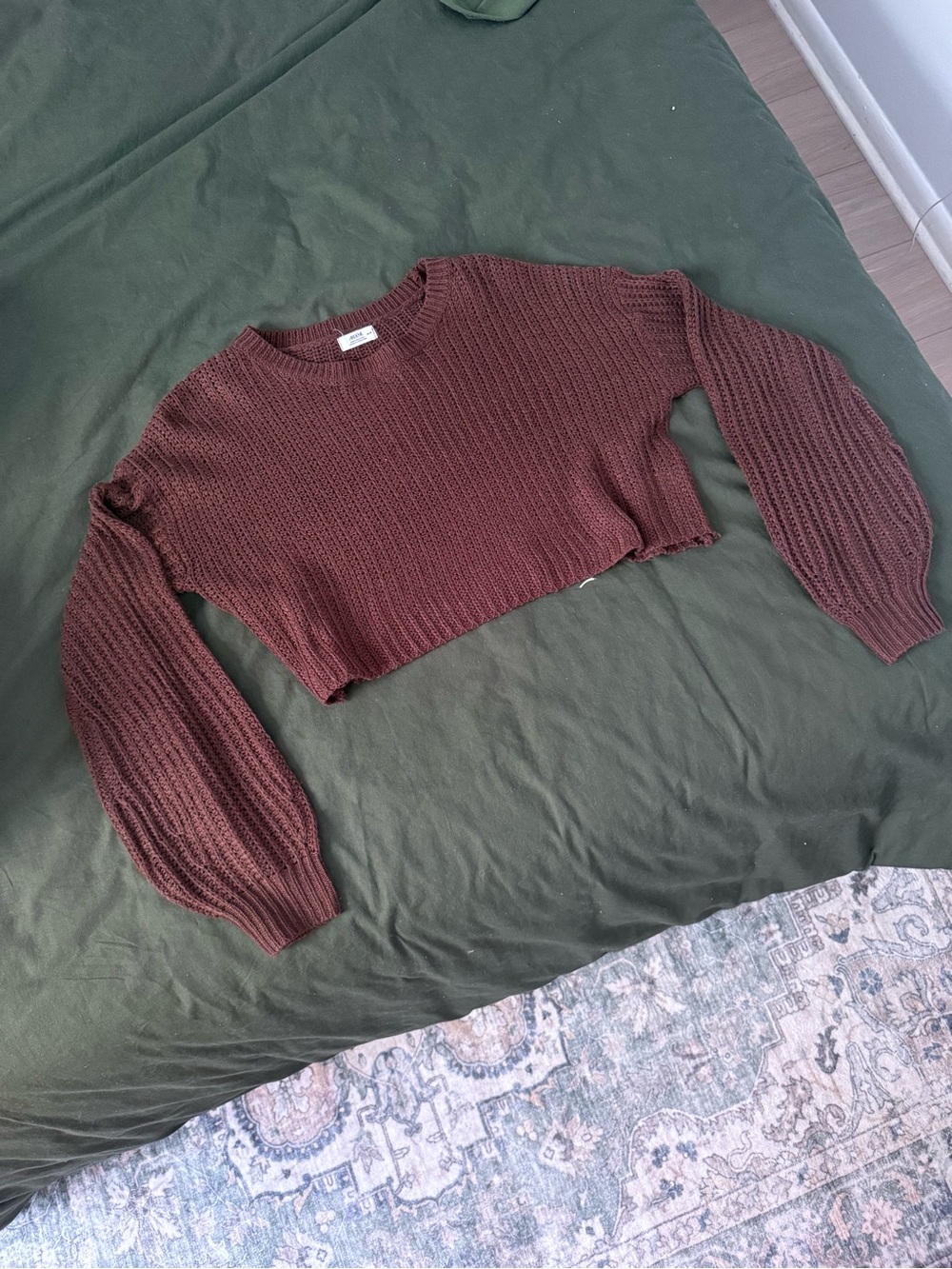 Ardene Cropped Knit Sweater in Deep Brown